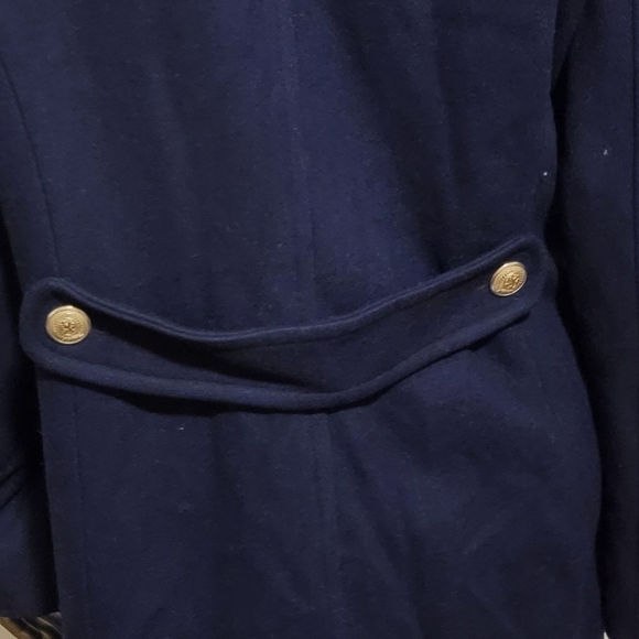 TOMMY HILFIGER Y2K Double Breasted Blue Wool Peacoat Sz 6 - Picture 4 of 6